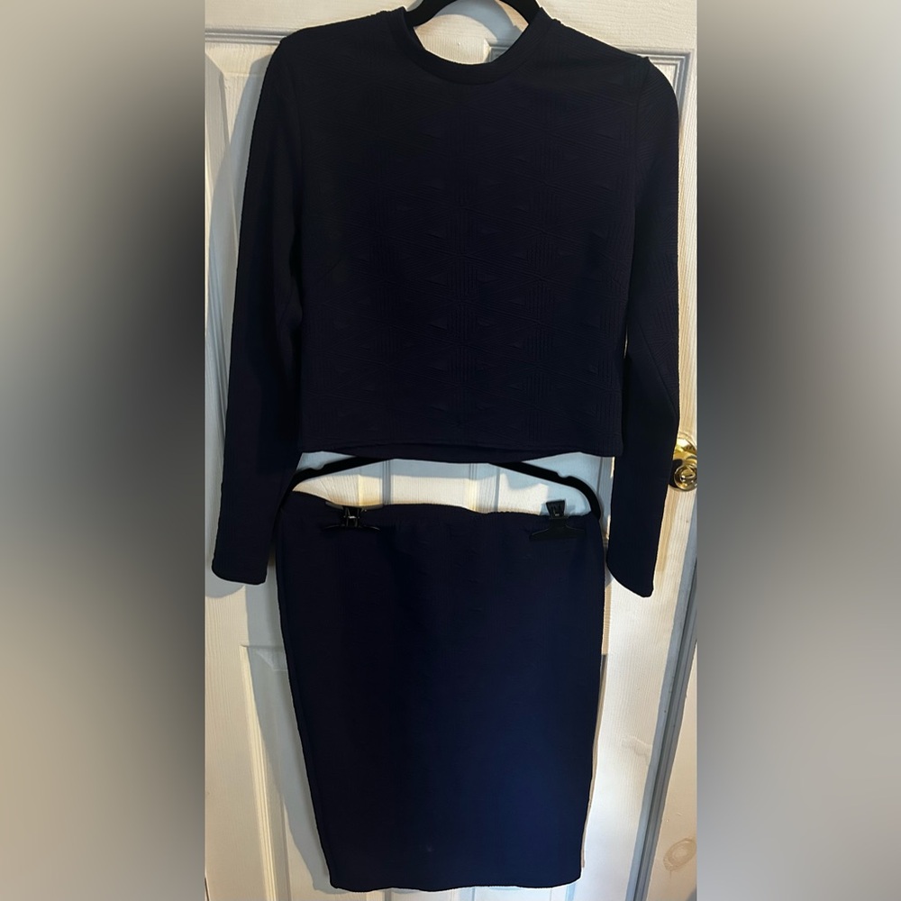 Metaphor 2 piece Navy Blue Skirt Set